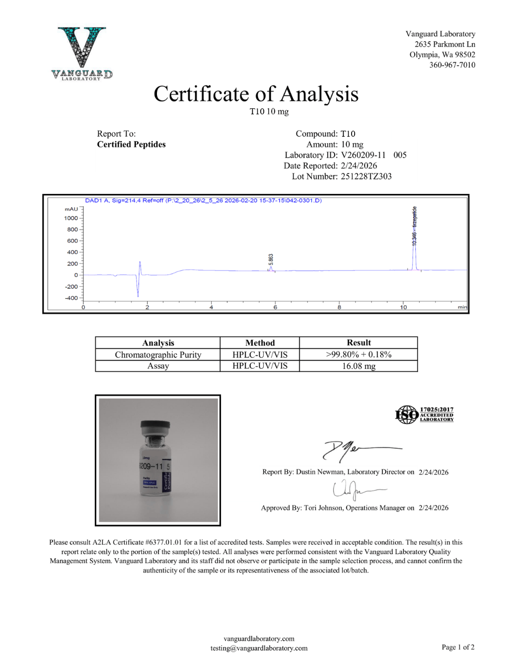 T10 10MG COA