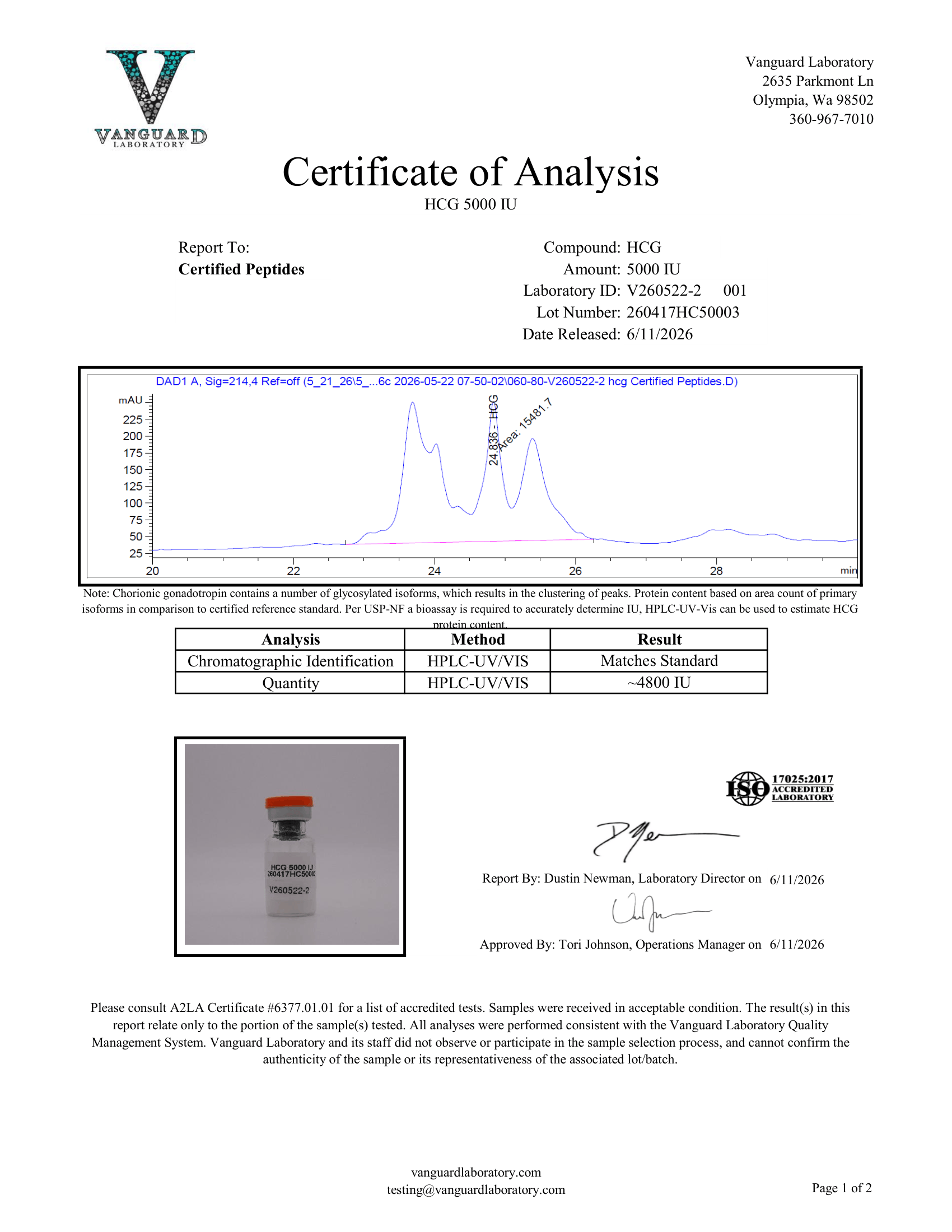 HCG 5000IU COA