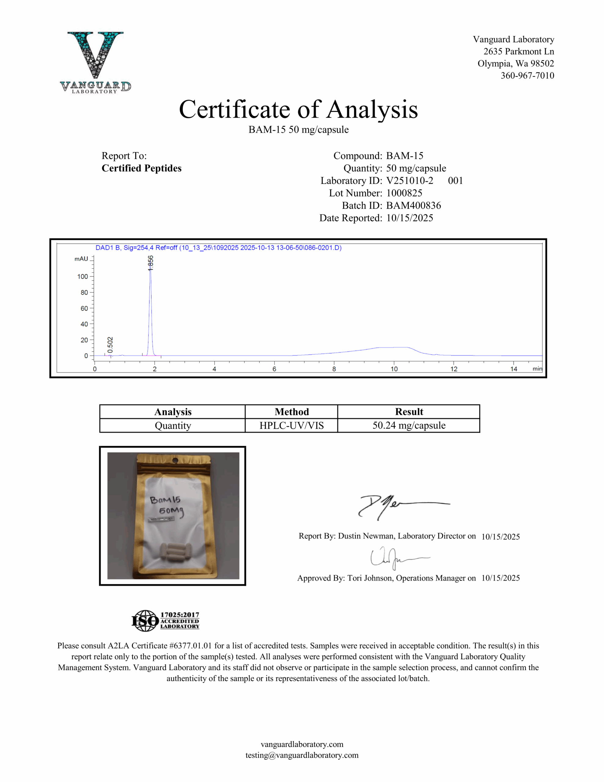 BAM 15 50MGTRED Contaminant