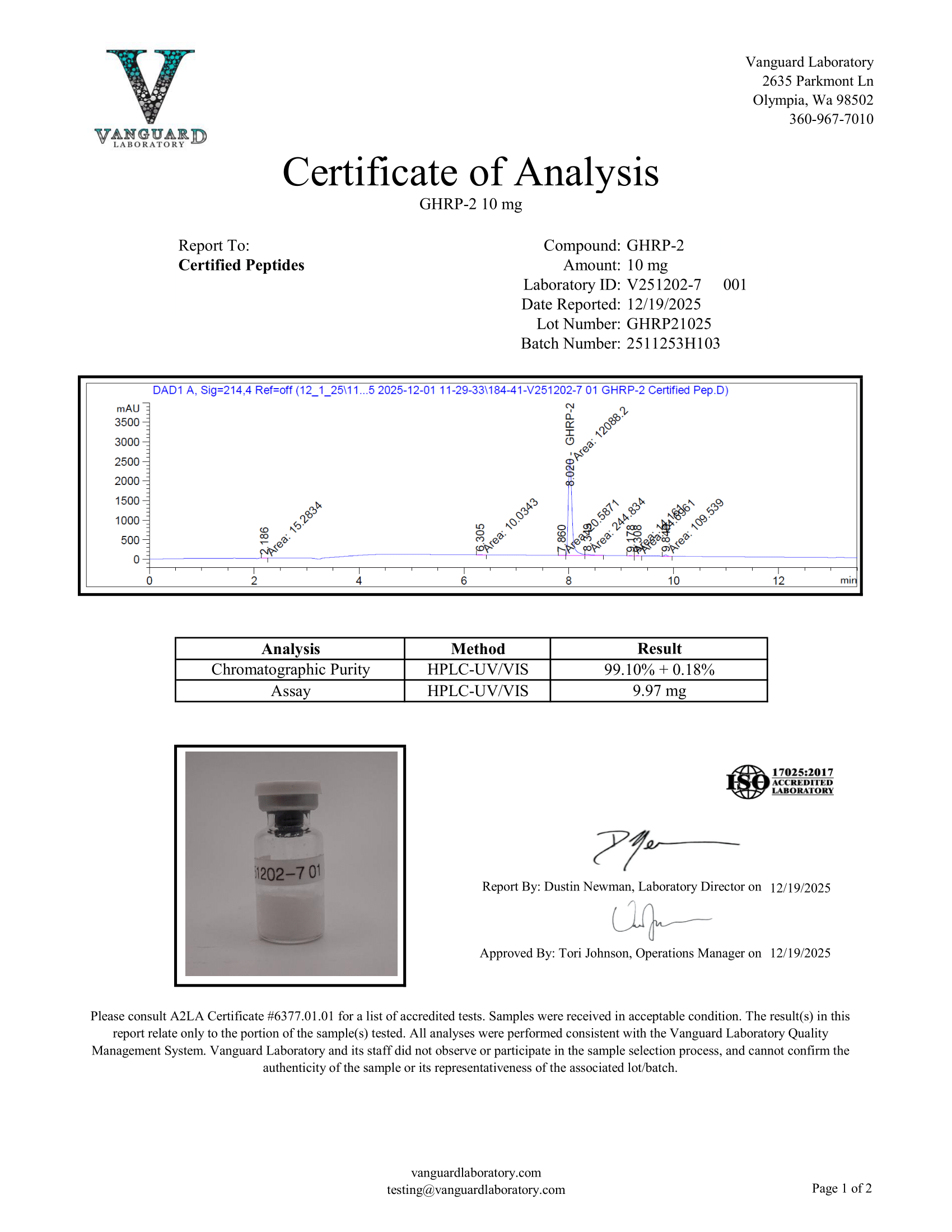 GHRP 2 10MG COA