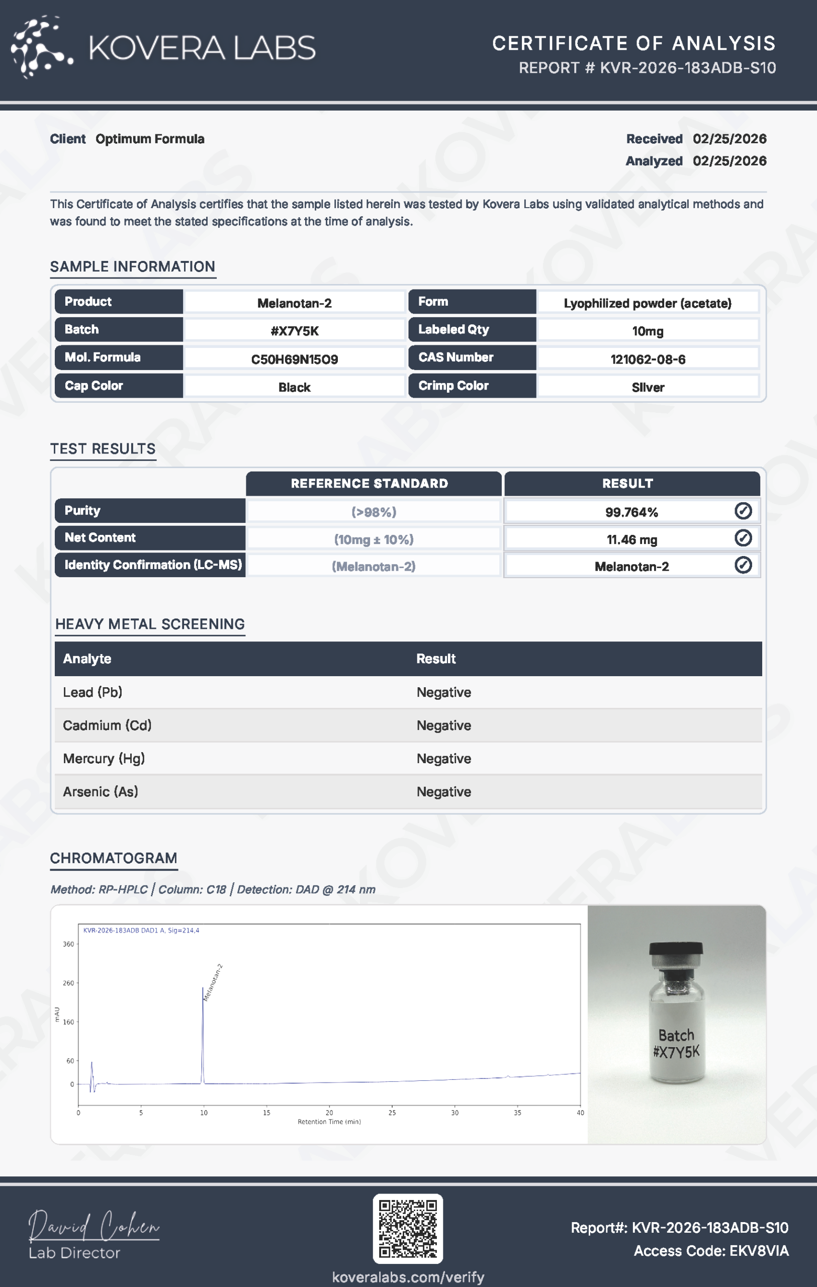 MELANOTAN 2 10MG COA