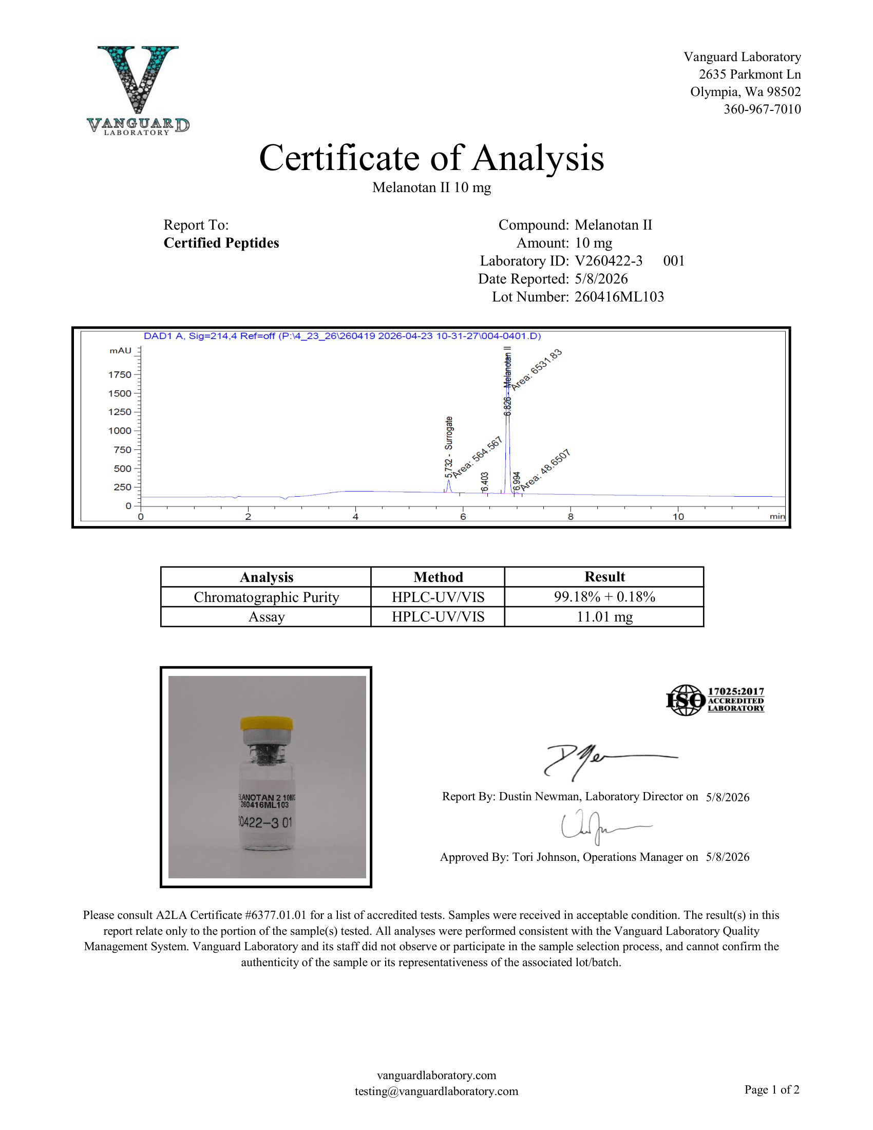 MELANOTAN 10MG COA