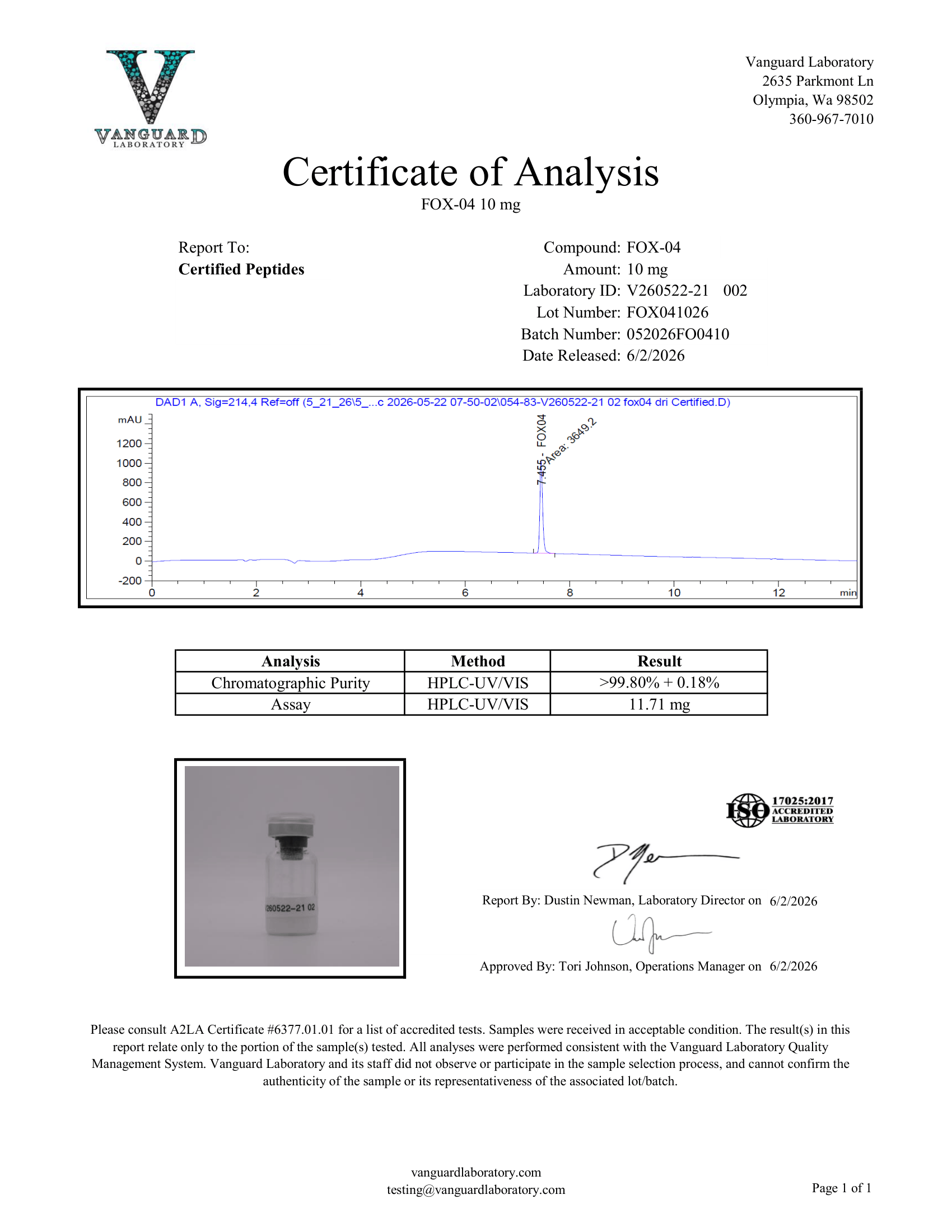 FOX 04 10MG COA