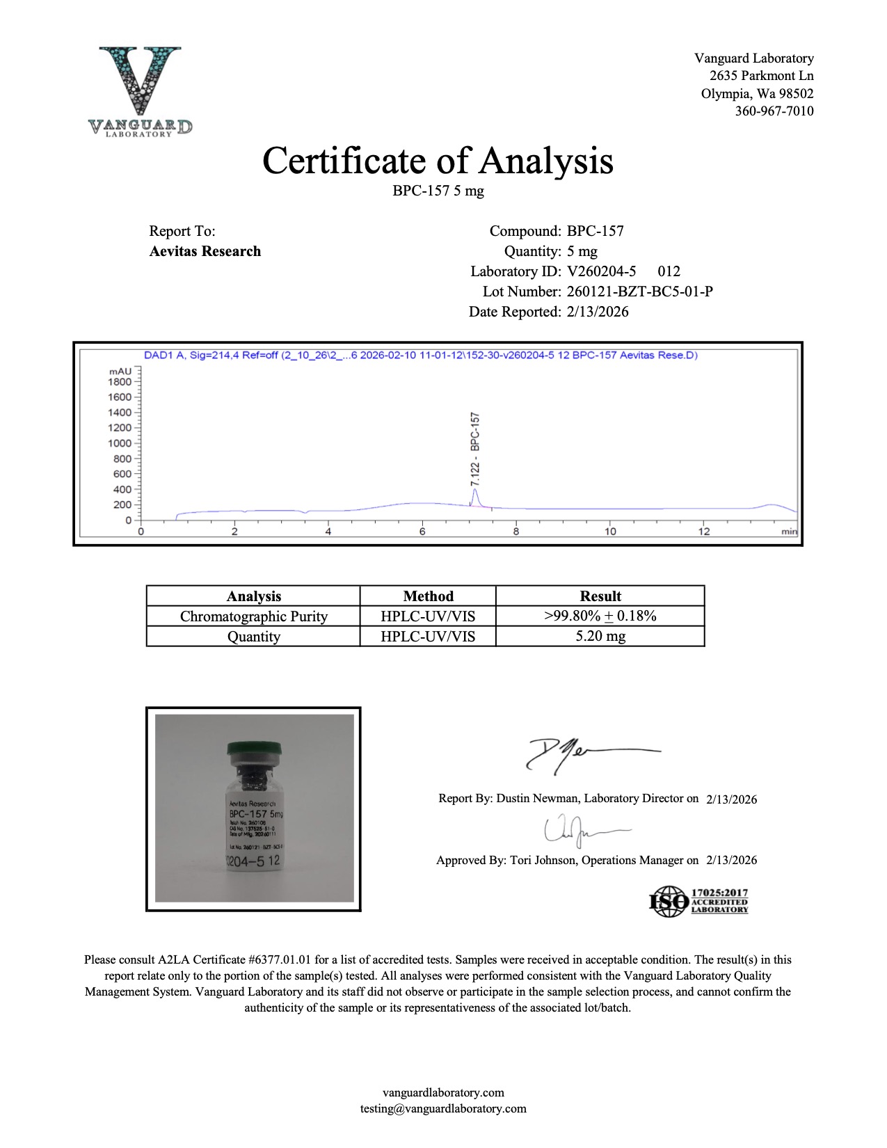 BPC 157 5MG COA
